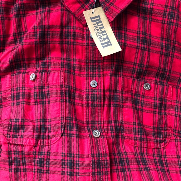 Red and black button-down flannel - Picture 3 of 5